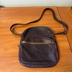 Libaire Leather Crossbody Purse Bag Satchel Dark Red Maroon USA Made‎ Minimalist